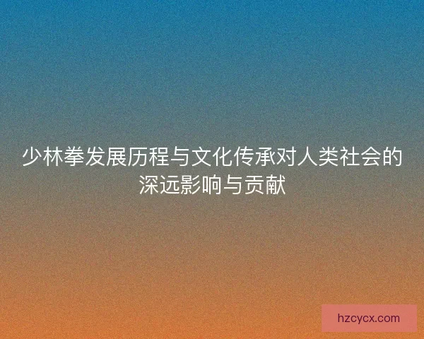 少林拳发展历程与文化传承对人类社会的深远影响与贡献
