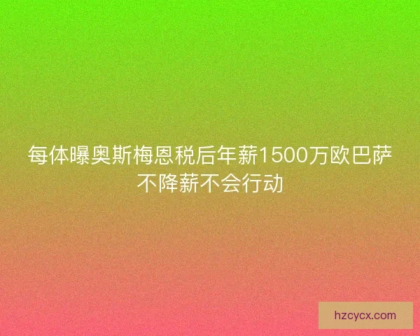 每体曝奥斯梅恩税后年薪1500万欧巴萨不降薪不会行动 每体曝奥斯梅恩税后年薪1500万欧巴萨不降薪不会行动